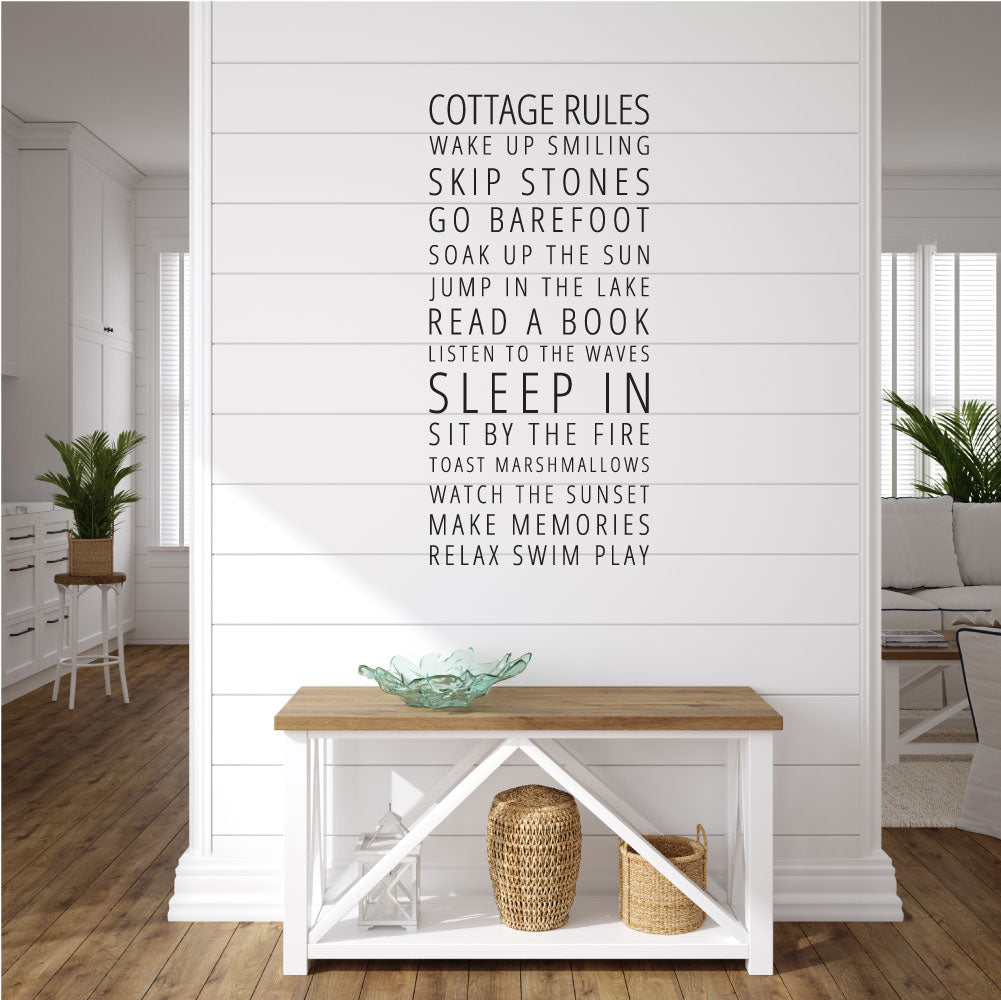 Cottage Rules Vinyl Home Decor Wall Decal Words 