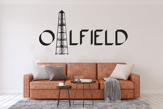 Oilfield Oil Derrick Vinyl Home Decor Wall Decal Words 