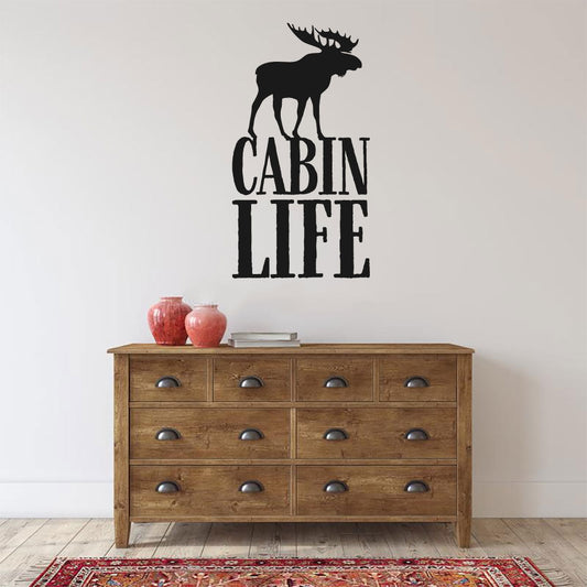 Cabin Life with Moose Vinyl Home Decor Wall Decal Words 