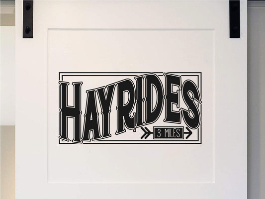 Hayrides 3 Miles Vinyl Autumn Home Decor Wall Decal Words 