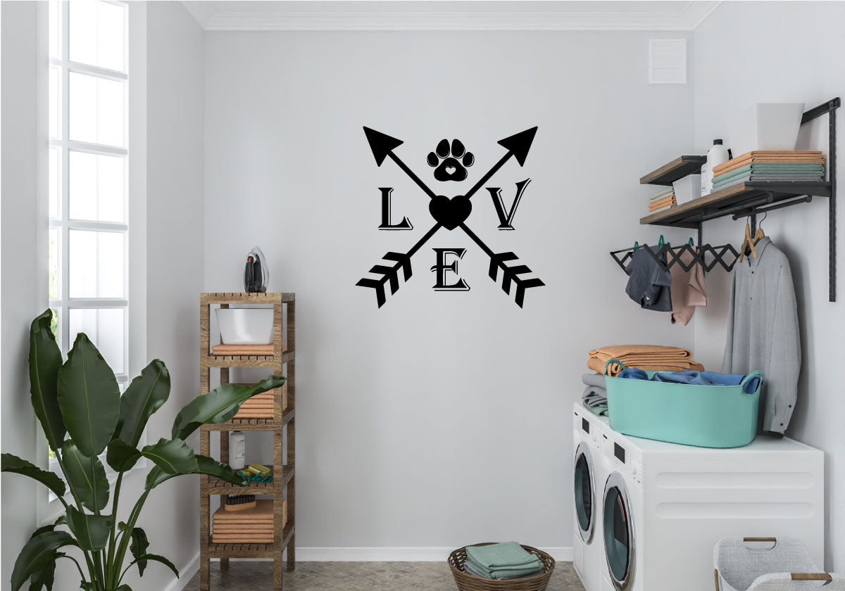 Dog Love Arrows Vinyl Home Decor Wall Decal Words 