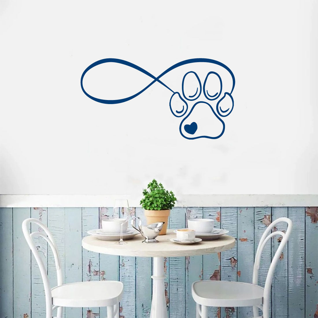 Infinity Dog Paw Heart Sign Symbol Vinyl Home Decor Wall Decal 