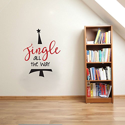 Jingle All The Way Christmas Tree Silhouette Vinyl Wall Decal 