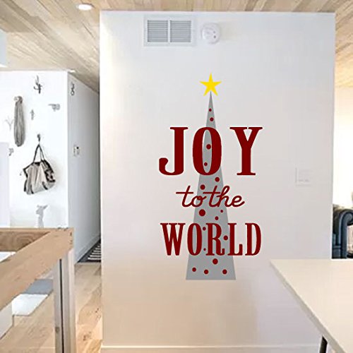 Joy To The World Christmas Tree Silhouette Vinyl Home Decor Wall Decal 