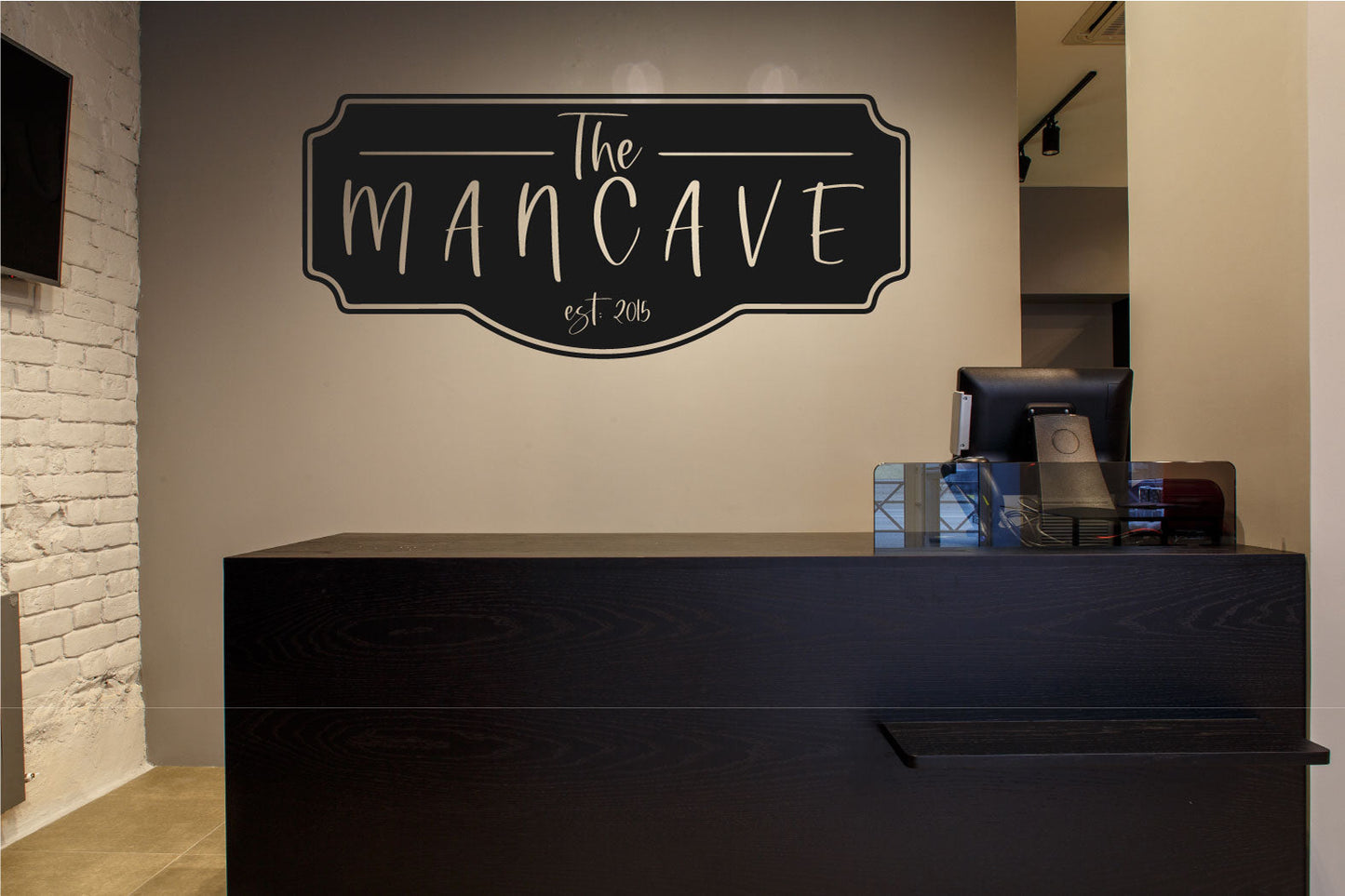 Mancave with Custom Year Est Personalized Vinyl Home Decor Wall Decal Words 