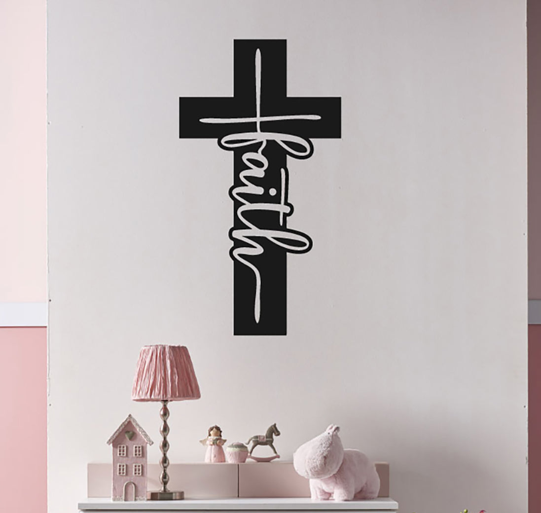 Faith Cross Vinyl Home Decor Wall Decal 