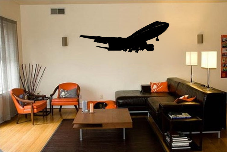 B 747 Airplane Jumbo Jet Silhouette Vinyl Wall Decal Sticker 