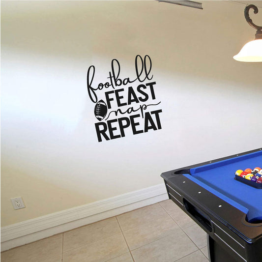 Football Feast Nap Repeat Vinyl Home Decor Wall Decal 