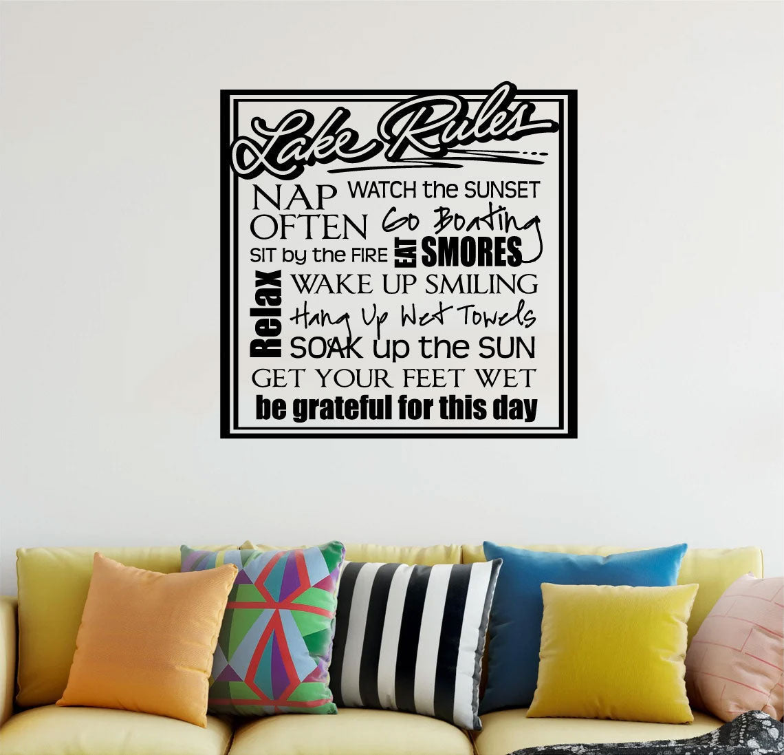 Lake Rules Vinyl Home Decor Wall Decal 