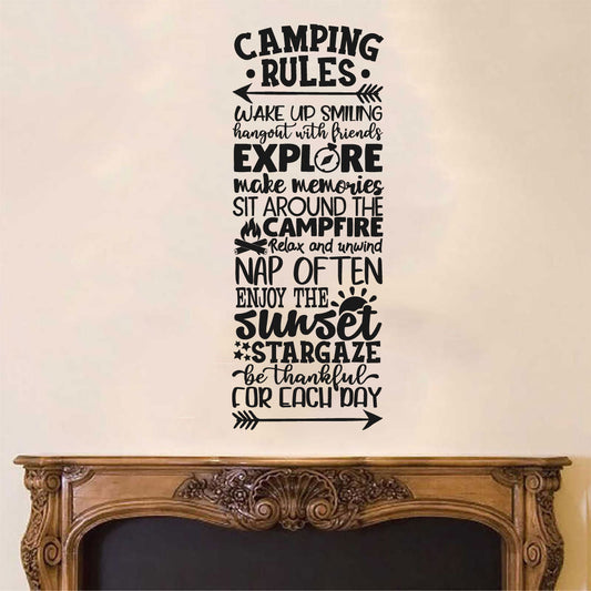 Camping Rules Vinyl Home Decor Wall Decal Words 