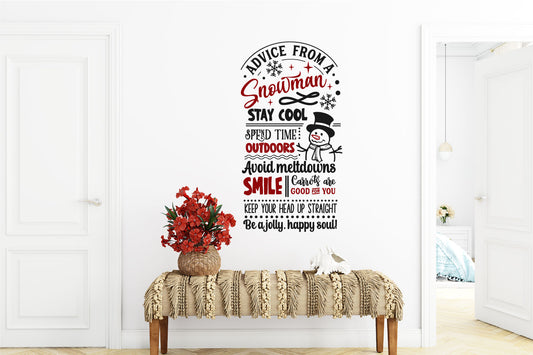 Advice From a Snowman Christmas Vinyl Wall Decal Red and Black