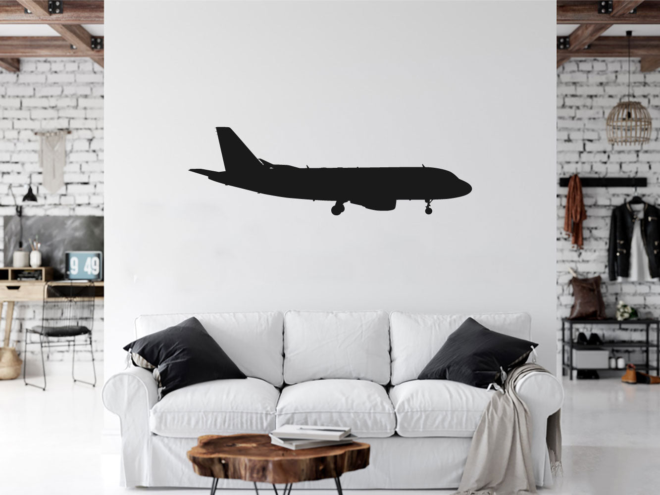 A-319 Airplane Silhouette Vinyl Wall Decal