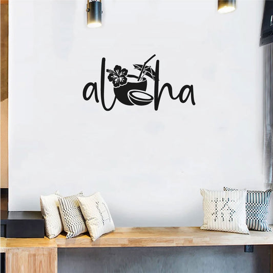 Aloha with Coconut Vinyl Wall Words Decal