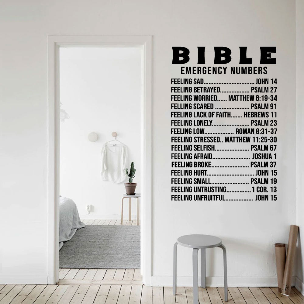 Bible Emergency Numbers Vinyl Home Decor Wall Decal Words 