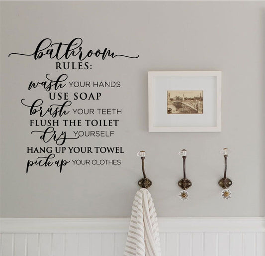 Bathroom Rules Vinyl Home Decor Wall Decal 