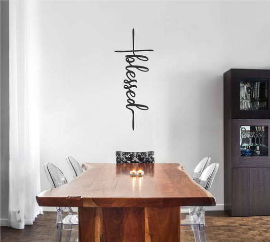 Blessed Cross Vinyl Home Decor Wall Decal 