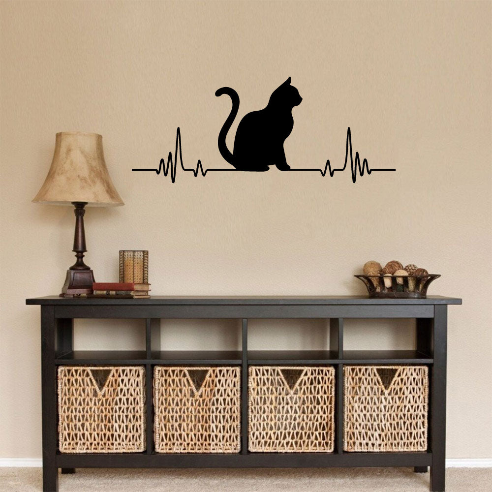 Cat Heartbeat Vinyl Wall Decal