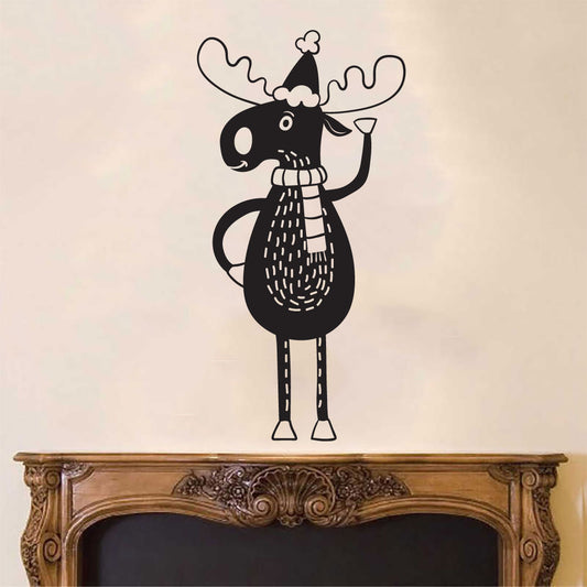 Christmas Moose Vinyl Wall Decal