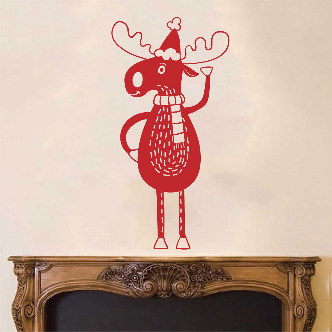 Christmas Moose Vinyl Wall Decal