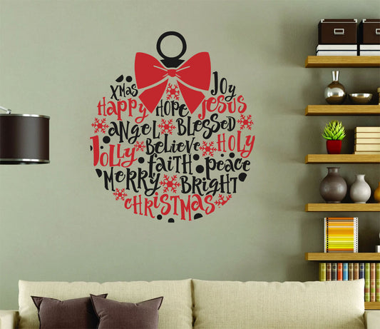 Christmas Ornament Ball Vinyl Wall Decal Red and Black