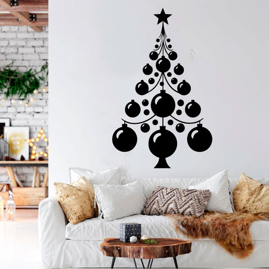 Christmas Tree and Ball Ornaments Vinyl Wall Decal