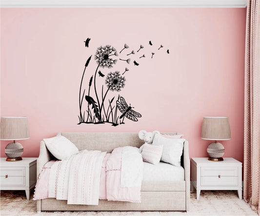 Dandelion and Dragonflies Vinyl Wall Decal