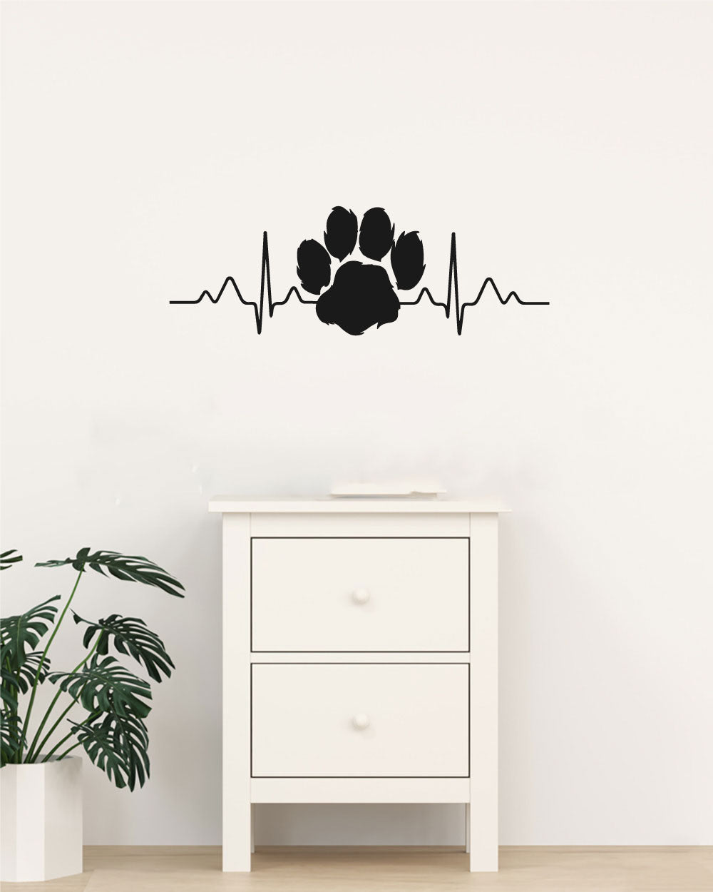 Dog Paw Print Heartbeat Vinyl Home Decor Wall Decal 