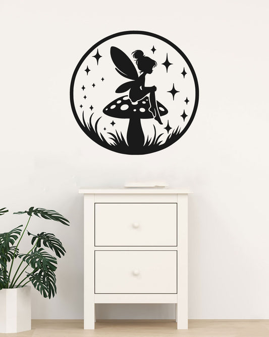 Fairy and Mushroom Vinyl Wall Decal