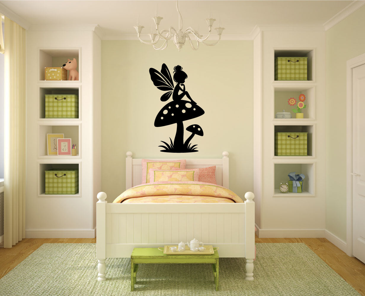 Fairy and Mushroom Vinyl Wall Decal