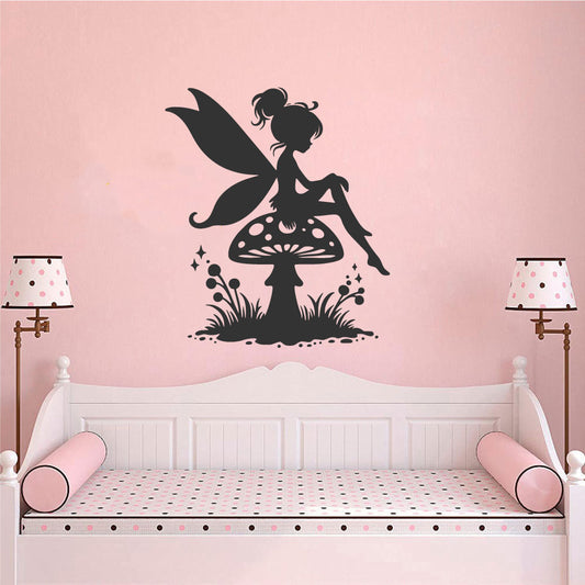 Fairy and Mushroom Vinyl Wall Decal