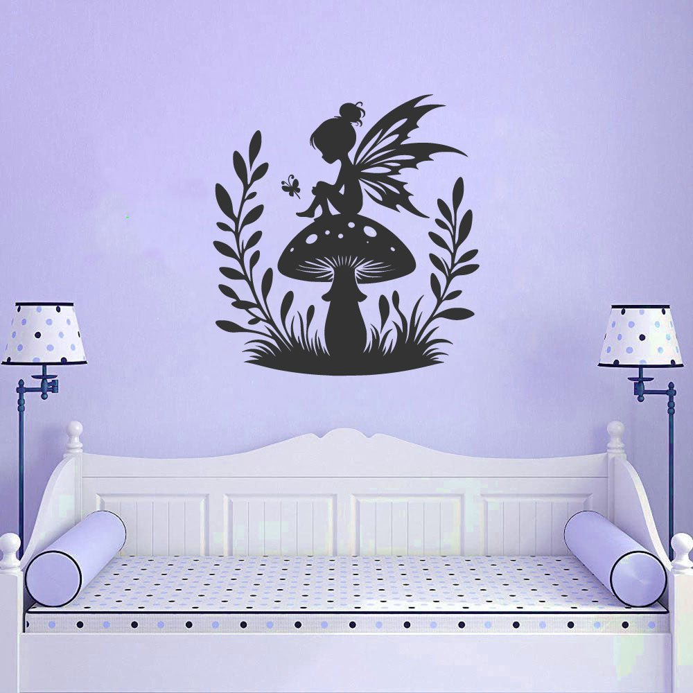 Fairy and Mushroom Vinyl Wall Decal