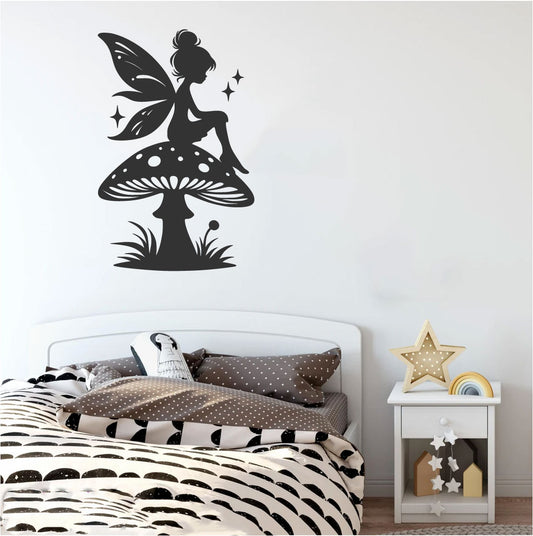 Fairy and Mushroom Vinyl Wall Decal