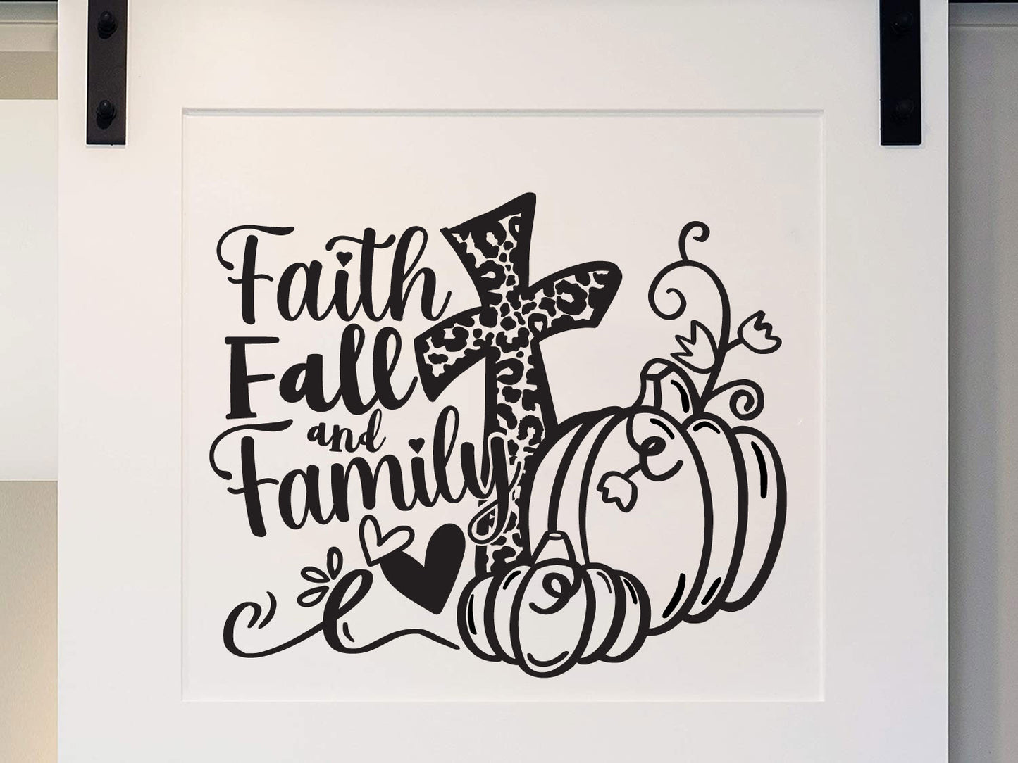 Faith Fall and Family with Cross and Pumpkin Autumn Vinyl Wall Decal