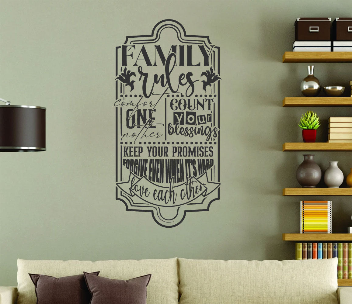 Family Rules Vinyl Wall Words Decal