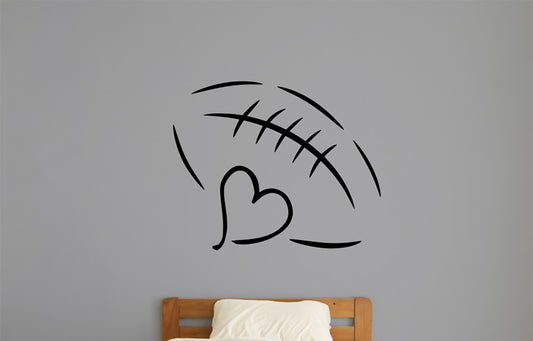 Football Heart Vinyl Wall Decal