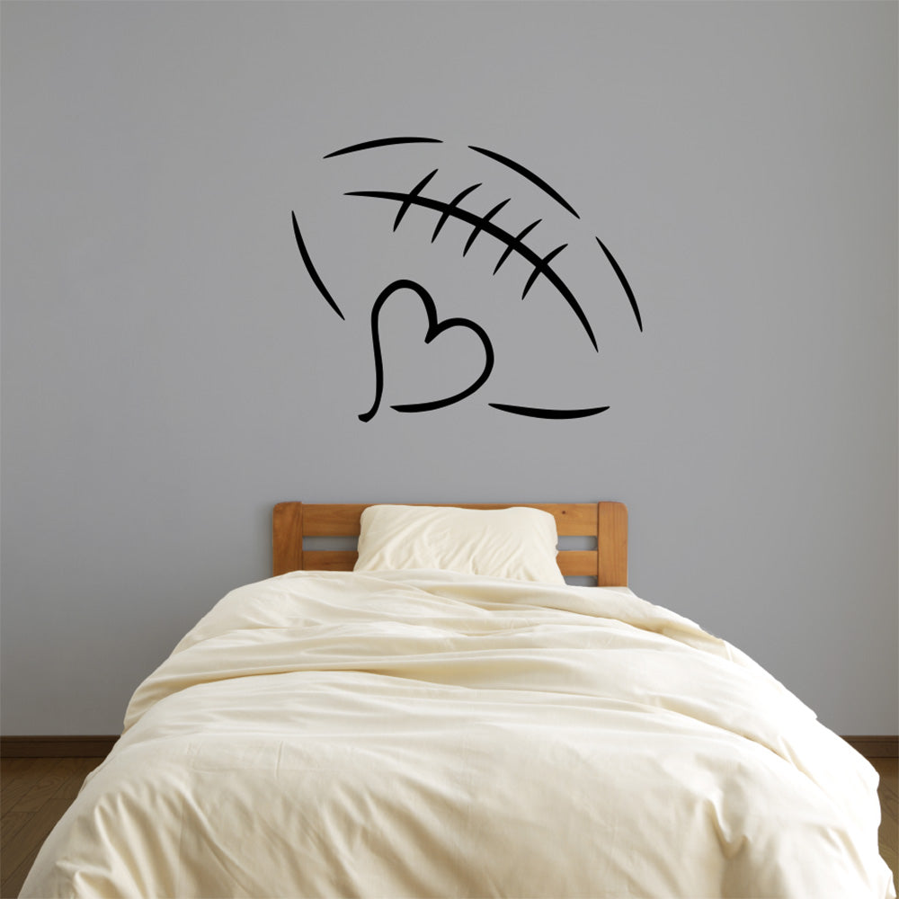 Football Heart Vinyl Wall Decal