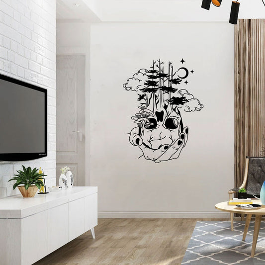 Forest Skull and Hand Vinyl Wall Decal