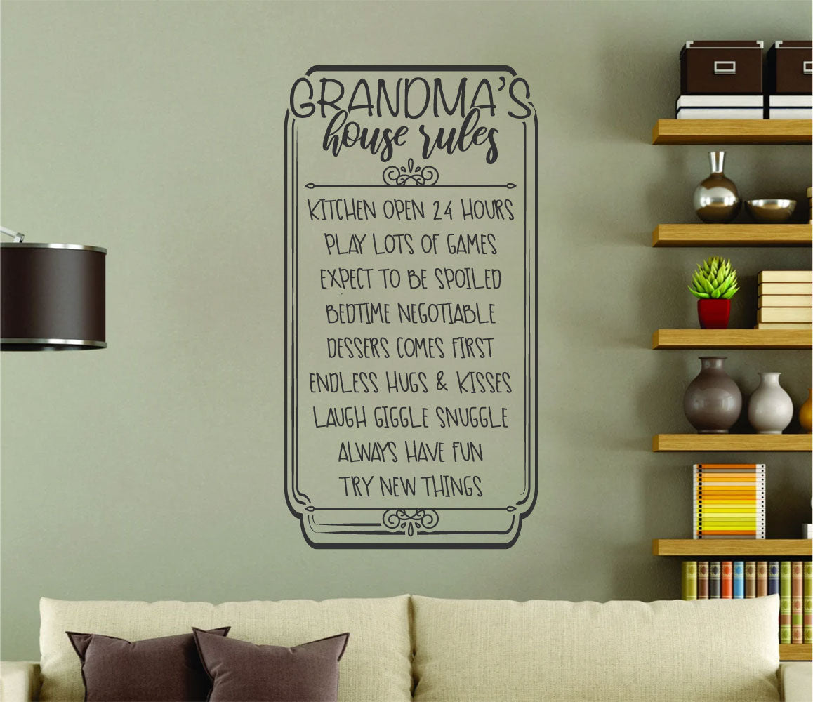 Grandma's House Rules Vinyl Wall Words Decal