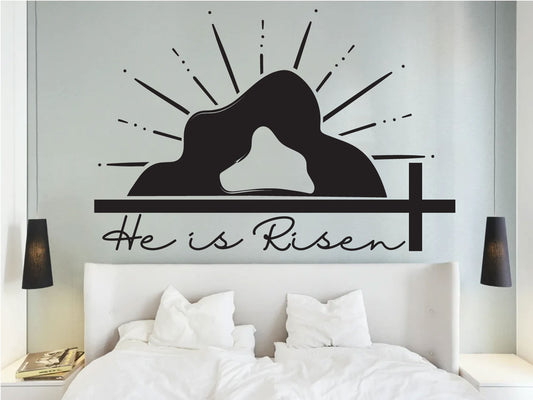 He is Risen Cross Vinyl Wall Decal