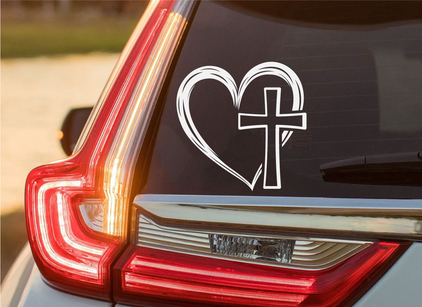 Heart Cross Vinyl Wall Decal