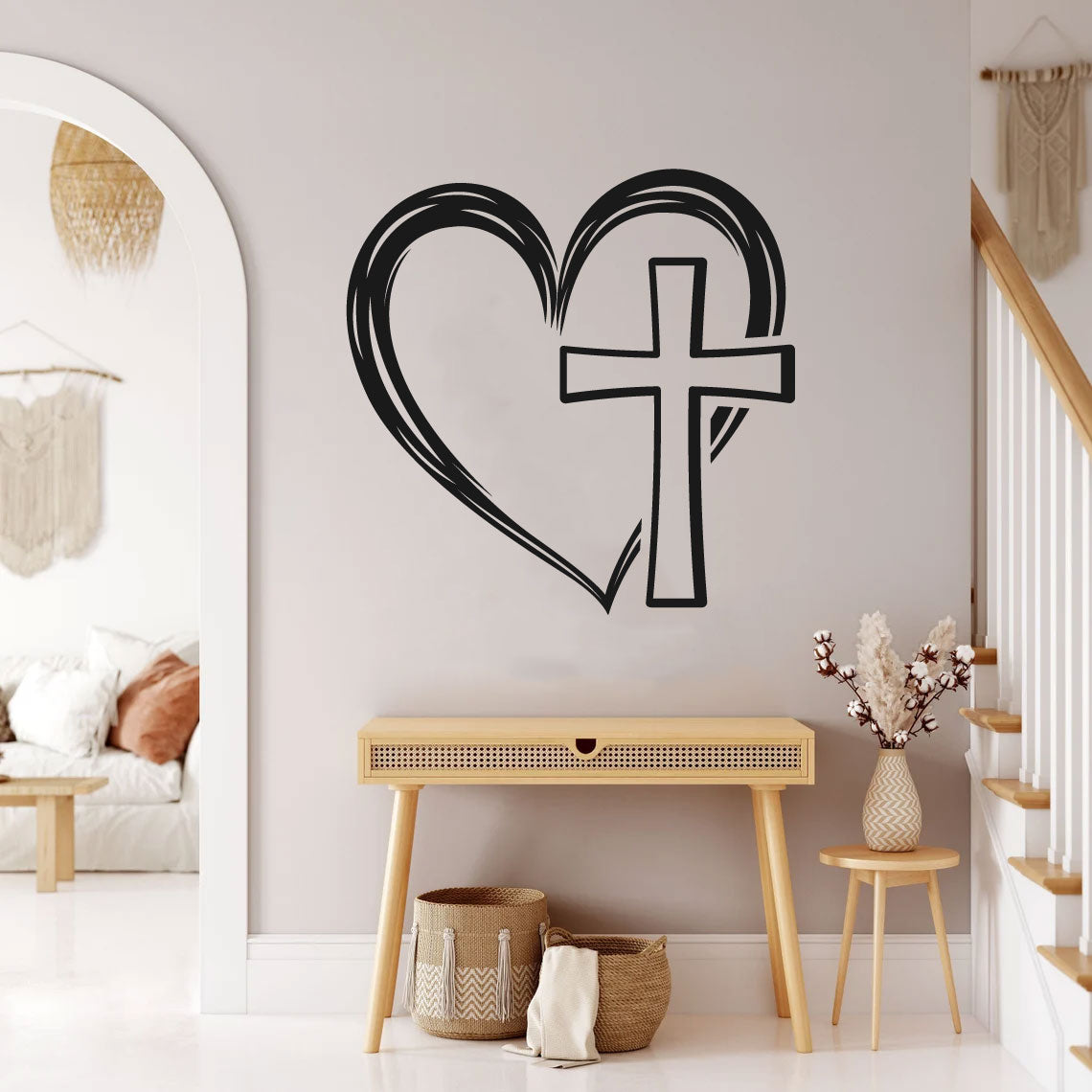 Heart Cross Vinyl Wall Decal