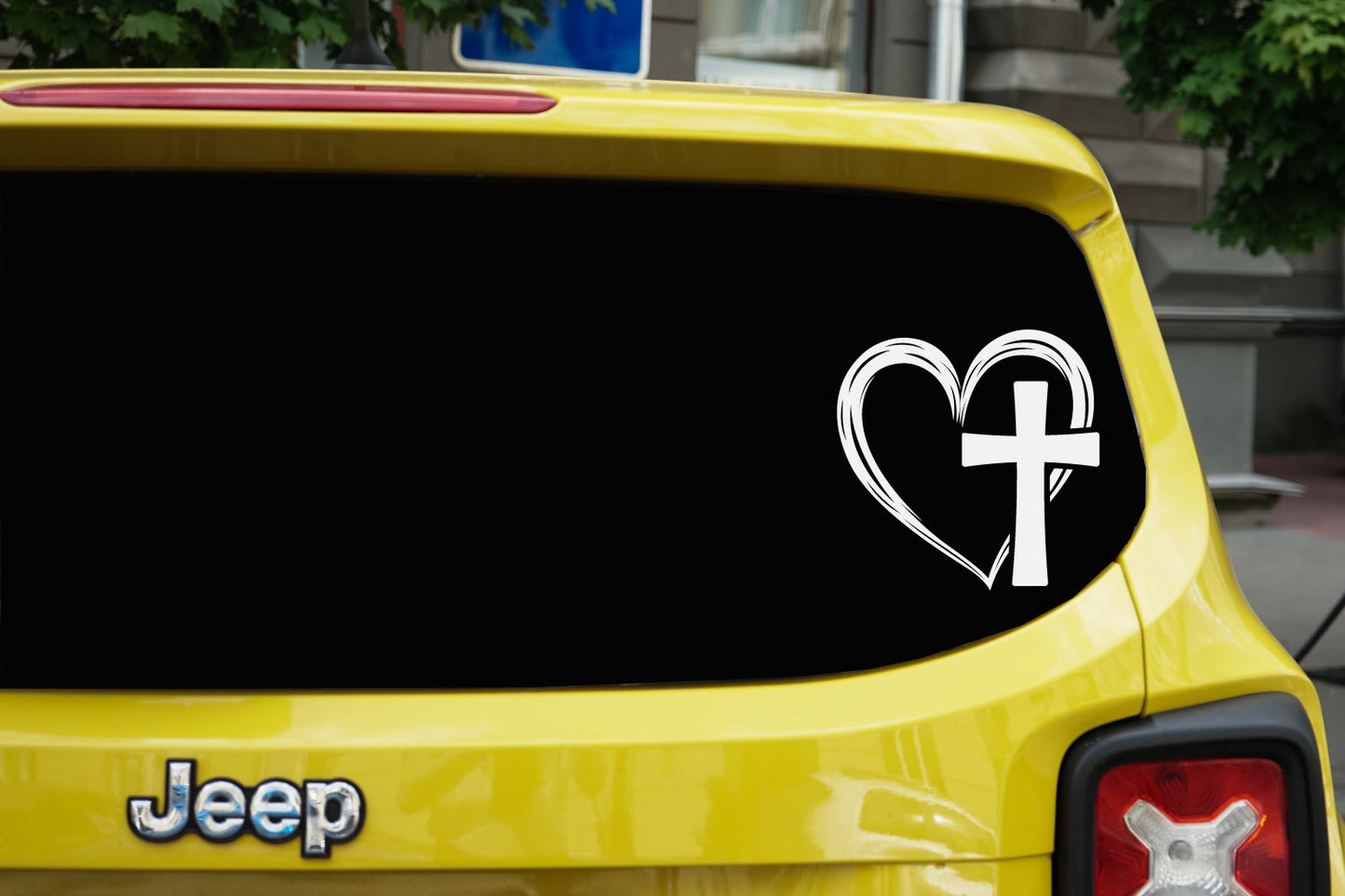 Heart Cross Vinyl Wall Decal