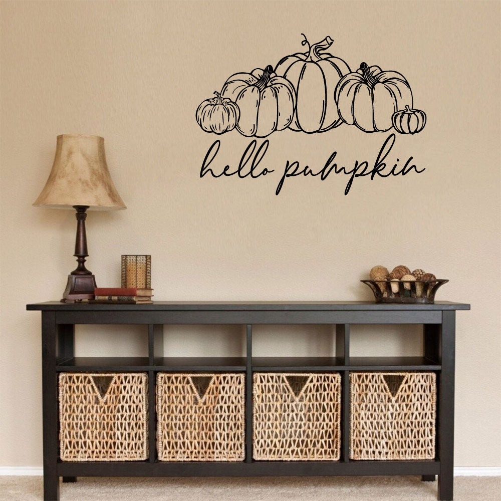 Hello Pumpkin Vinyl Autumn Home Decor Wall Decal 