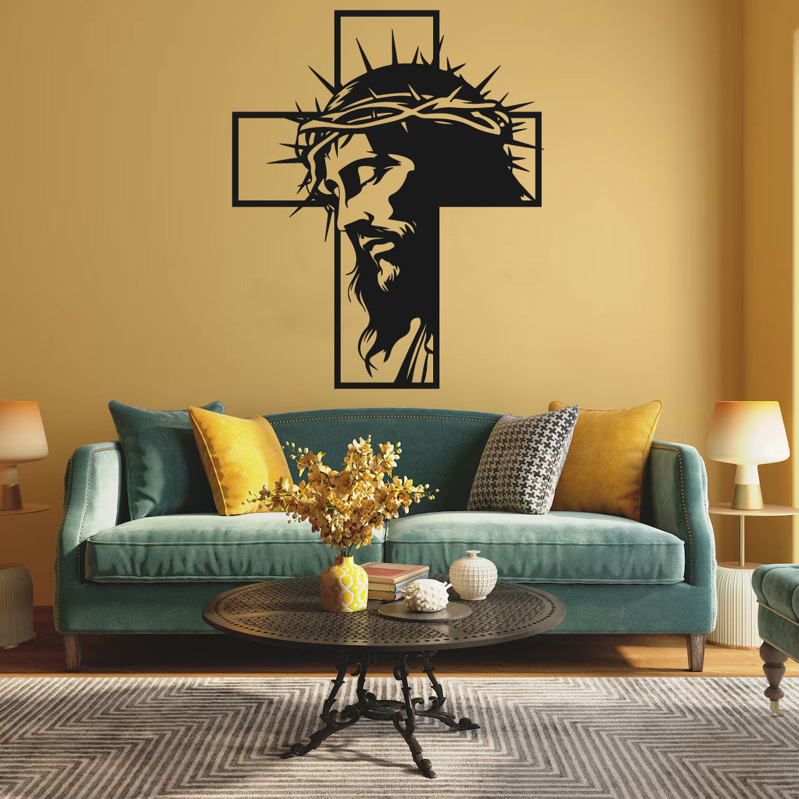 Jesus and Cross Silhouette Vinyl Wall Decal