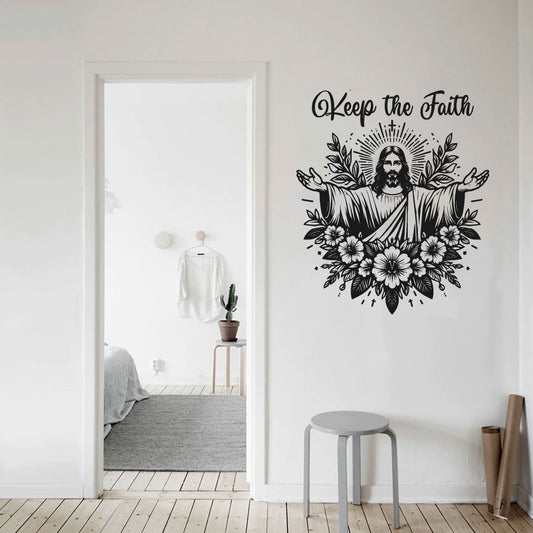 Jesus Silhouette Keep The Faith Vinyl Wall Decal