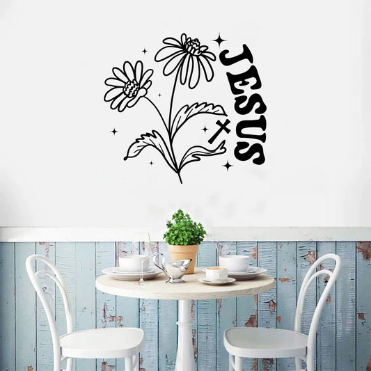 Jesus With Wildflowers Vinyl Wall Decal