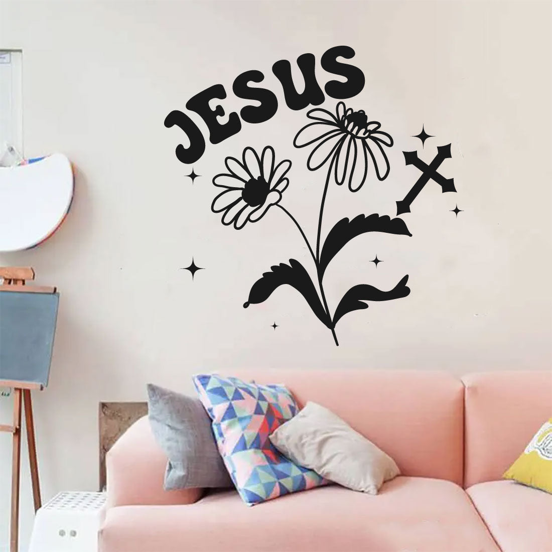 Jesus With Wildflowers Vinyl Wall Decal