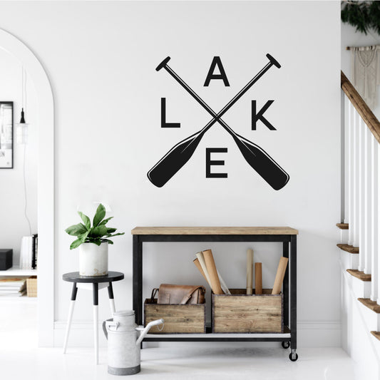 Lake with Crossed Oars Vinyl Wall Decal