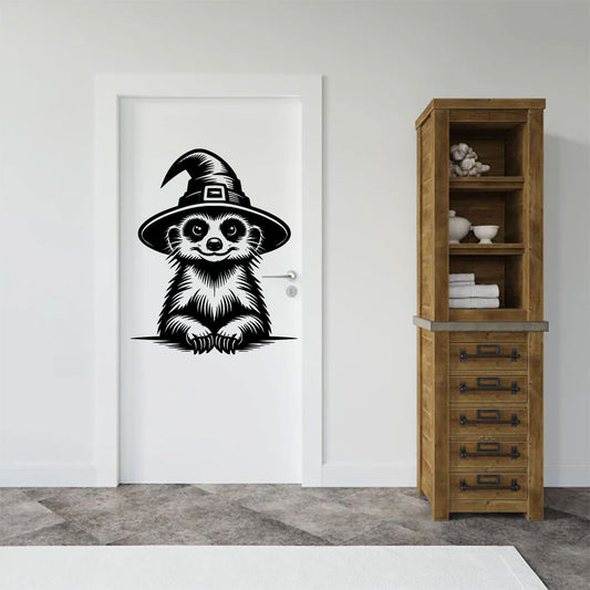 Halloween Meerkat Silhouette and Witch Hat Vinyl Wall Decal