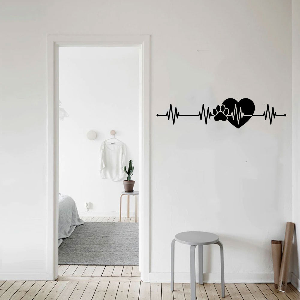 Dog Paw Print Heartbeat Vinyl Wall Decal